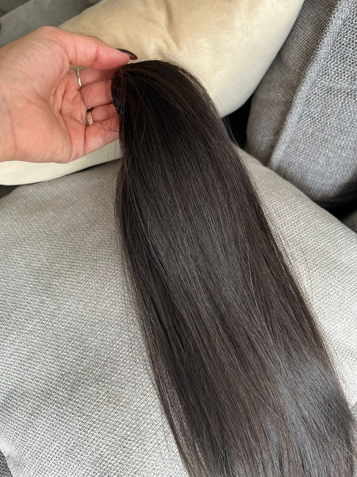 Dark brown natural ponytail clip